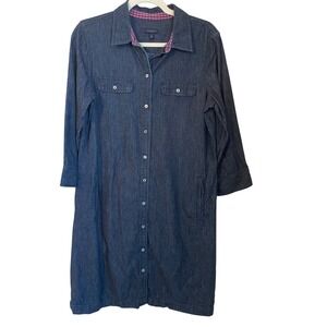Talbots Denim Chambray Shirt Dress Button Front Size 12‎ Western Coastal Casual